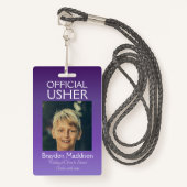 USHER Photo Official Badge Purple Mauve (Voorkant met draagriem)
