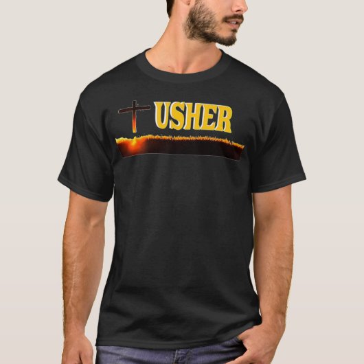 Usher Uniform voor de christelijke kerk Gift Manne T-shirt (Voorkant)