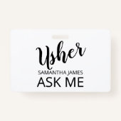 Usher Vraag me naam Badge (Voorkant)