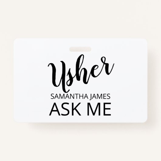 Usher Vraag me naam Badge (Voorkant)