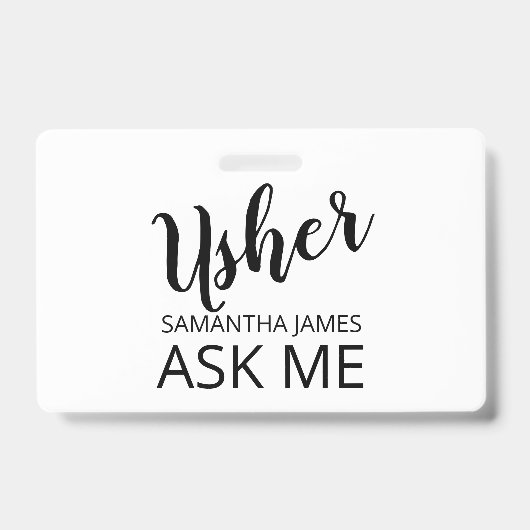 Usher Vraag Mijn Naam Badge (Voorzijde)