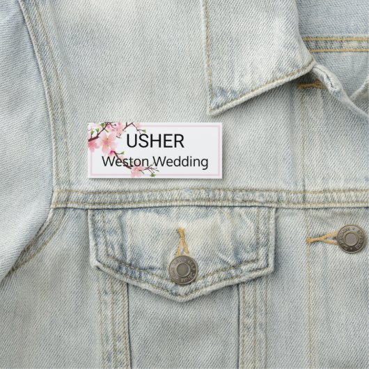 Usher Wedding Cherry Blossom Magnetic Terug Naamplaatje (In situ)