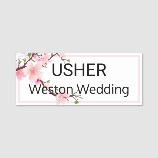 Usher Wedding Cherry Blossom Magnetic Terug Naamplaatje (Voorkant)