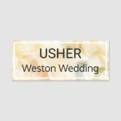 Usher Wedding White Roses Magnetic Back Naamplaatje (Voorkant)