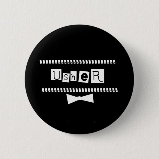 Usher White op zwart Ronde Button 5,7 Cm (Voorkant)