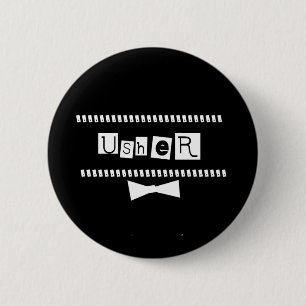 Usher White op zwart Ronde Button 5,7 Cm