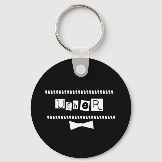 Usher White op zwart Sleutelhanger (Voorkant)