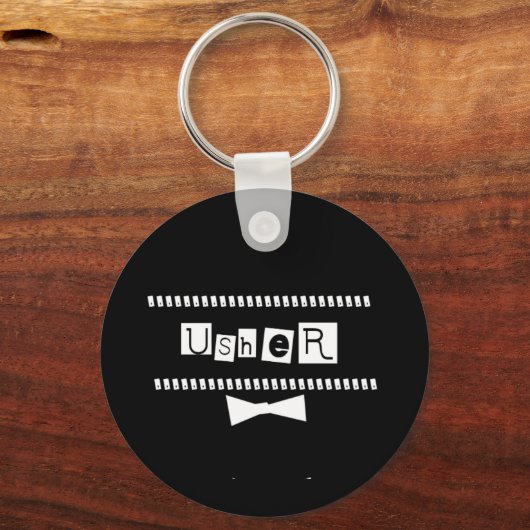 Usher White op zwart Sleutelhanger (Voorkant)