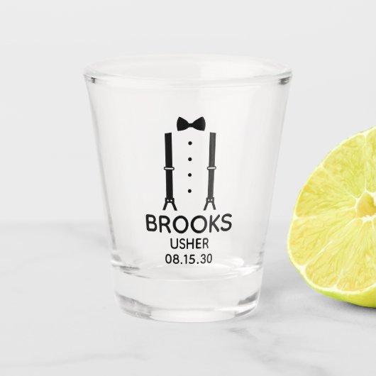 Usher Zwarte Strik Shot Glas (Voorkant)