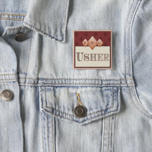 Ushers Pin Vierkante Button 5,1 Cm (In situ)