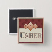 Ushers Pin Vierkante Button 5,1 Cm (Voorkant /achterkant)