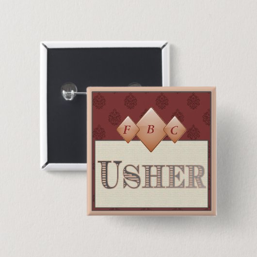 Ushers Pin Vierkante Button 5,1 Cm (Voorkant /achterkant)