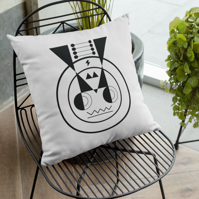 Ushi Zodiac - Geometrisch Ox accentkussen Kussen (Rest with quiet power - Ushi zodiac pillow for calm, modern spaces.)