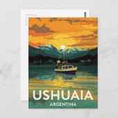 Ushuaia Argentina Sunset Boat Beagle Briefkaart (Voorkant / Achterkant)