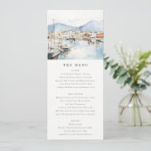 Ushuaia, Argentina Watercolor Scape Wedding Menu Kaart (Staand voorkant)