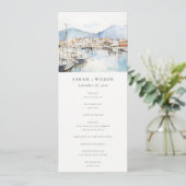 Ushuaia, Argentina Watercolor Scape Wedding Menu Kaart (Staand voorkant)