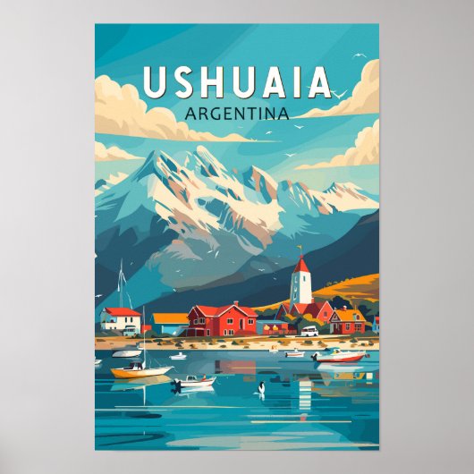 Ushuaia Argentinië Reis Kunst Vintage Poster (Voorkant)