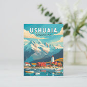 Ushuaia Argentinië Reizen Kunst Vintage Briefkaart (Staand voorkant)