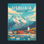 Ushuaia Argentinië Reizen Kunst Vintage Briefkaart<br><div class="desc">Ushuaia retro vector reisontwerp. Het is een badplaats in Argentinië. Het is gelegen op de Tierra del Fuego archipel,  het zuidelijkste puntje van Zuid-Amerika,  bijgenaamd het "Einde van de Wereld".</div>