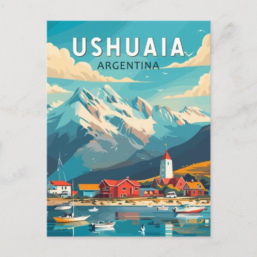 Ushuaia Argentinië Reizen Kunst Vintage Briefkaart (Voorkant)