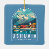 Ushuaia Argentinië Reizen Kunst Vintage Keramisch Ornament (Achterkant)