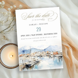 Ushuaia, Argentinië Watercolor Landschap Bruiloft Save The Date