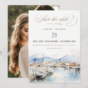 Ushuaia, Argentinië Watercolor Landschap Trouwfoto Save The Date