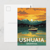 Ushuaia Argentinië Zonsondergang Boot Beagle Briefkaart (Voorkant / Achterkant)