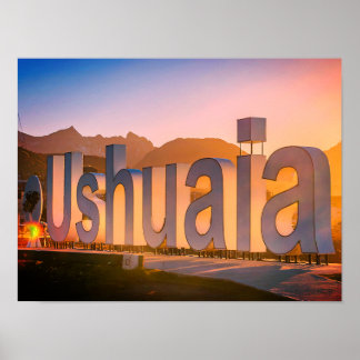 Ushuaia brieven over kust landschap poster