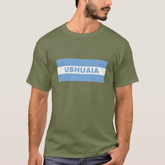 Ushuaia in Argentijnse vlagkleuren T-Shirt (Voorkant)