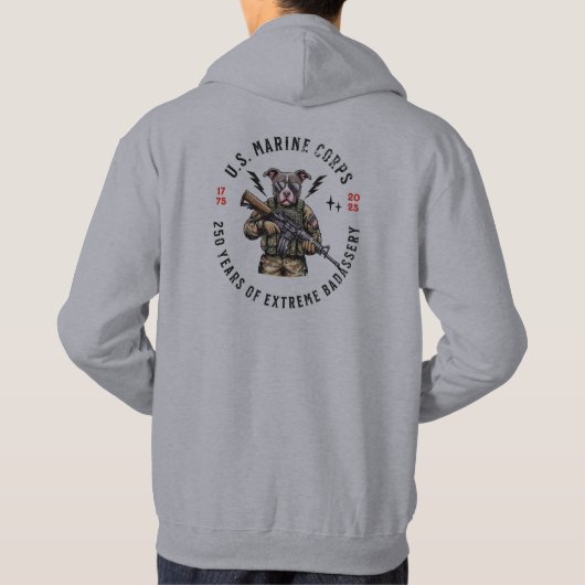 USMC 250 Years of Badassery Camo Dog Hoodie (Achterkant)