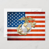 USMC [3D] Eagle, (EGA) Wereldbol & Anker Briefkaart (Voorkant / Achterkant)
