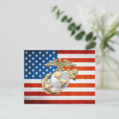 USMC [3D] Eagle, (EGA) Wereldbol & Anker Briefkaart (Staand voorkant)