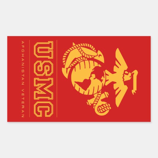 USMC Afghanistan Veteran Rechthoekige Sticker (Voorkant)