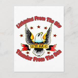 USMC-bliksem vanuit de lucht vanuit het Zee Briefkaart