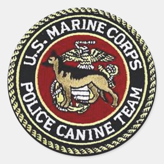 USMC CANINE TEAM RONDE STICKER (Voorkant)
