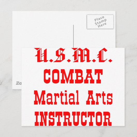 USMC Combat Martial Arts Instructor Briefkaart (Voorkant / Achterkant)