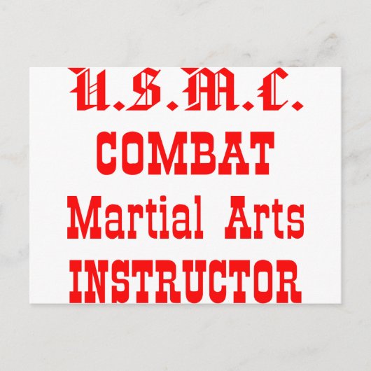 USMC Combat Martial Arts Instructor Briefkaart (Voorkant)