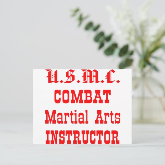 USMC Combat Martial Arts Instructor Briefkaart (Staand voorkant)