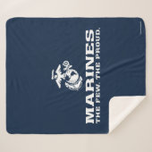 USMC de weinige Logo gestapeld rond - wit Sherpa Deken (Voorkant (horizontaal))