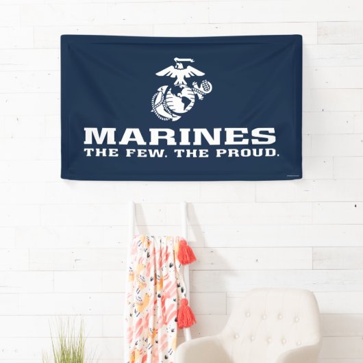 USMC de weinige Logo gestapeld rond - wit Spandoek (Insitu)
