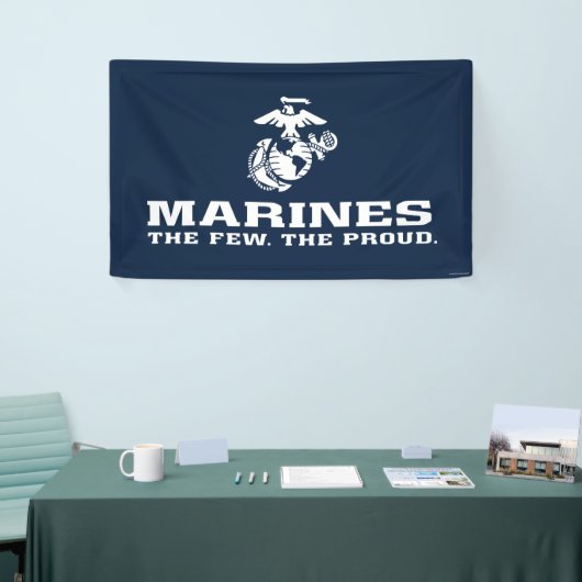 USMC de weinige Logo gestapeld rond - wit Spandoek (Beurs)