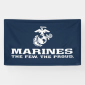 USMC de weinige Logo gestapeld rond - wit Spandoek (Horizontaal)