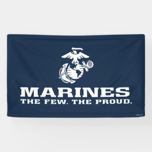 USMC de weinige Logo gestapeld rond - wit Spandoek