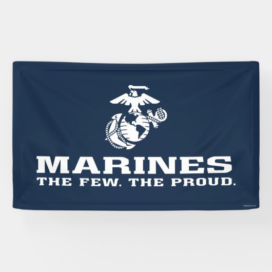 USMC de weinige Logo gestapeld rond - wit Spandoek (Horizontaal)