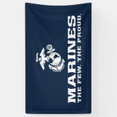 USMC de weinige Logo gestapeld rond - wit Spandoek (Verticaal)