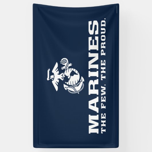 USMC de weinige Logo gestapeld rond - wit Spandoek (Verticaal)