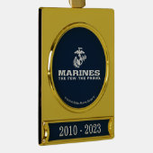 USMC de weinige Logo gestapeld rond - wit Verguld Banner Ornament (Rechts)