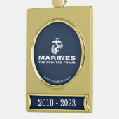 USMC de weinige Logo gestapeld rond - wit Verguld Banner Ornament (Links)