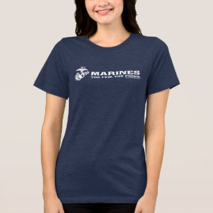 USMC de weinige rode Logo - wit Tri-Blend Shirt